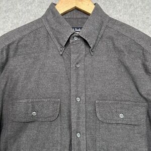 VTG Jos A Bank Sportswear Mens Charcoal Gray Button Down Flannel Shirt Size M